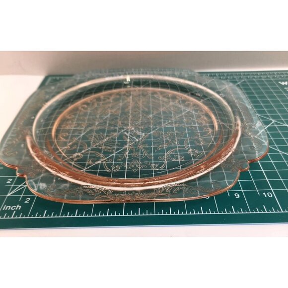 Federal Glass Madrid Pink Depression Glass Etched Platter Plate 10.25 Inches - Picture 4 of 7